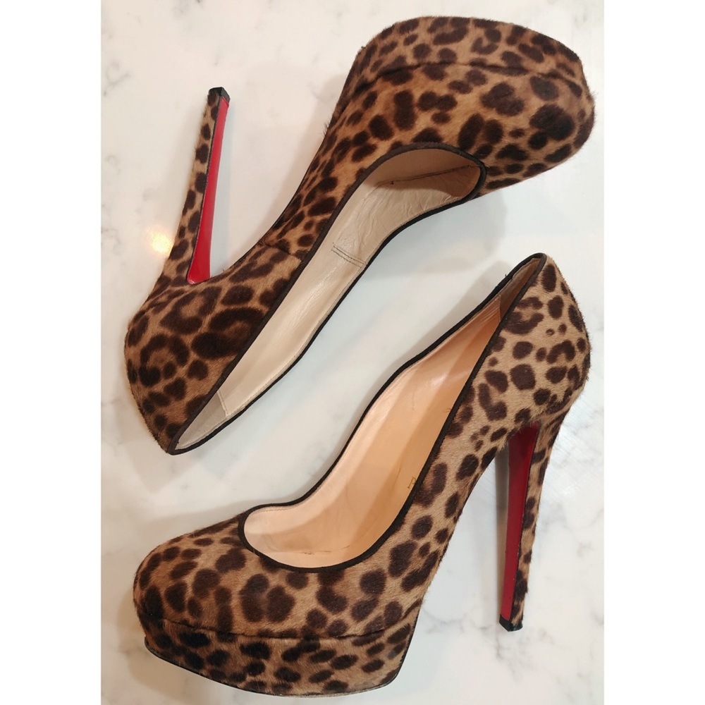 CHRISTIAN LOUBOUTIN Leopard Pony Hair Bianca Heels - Picture 6 of 16